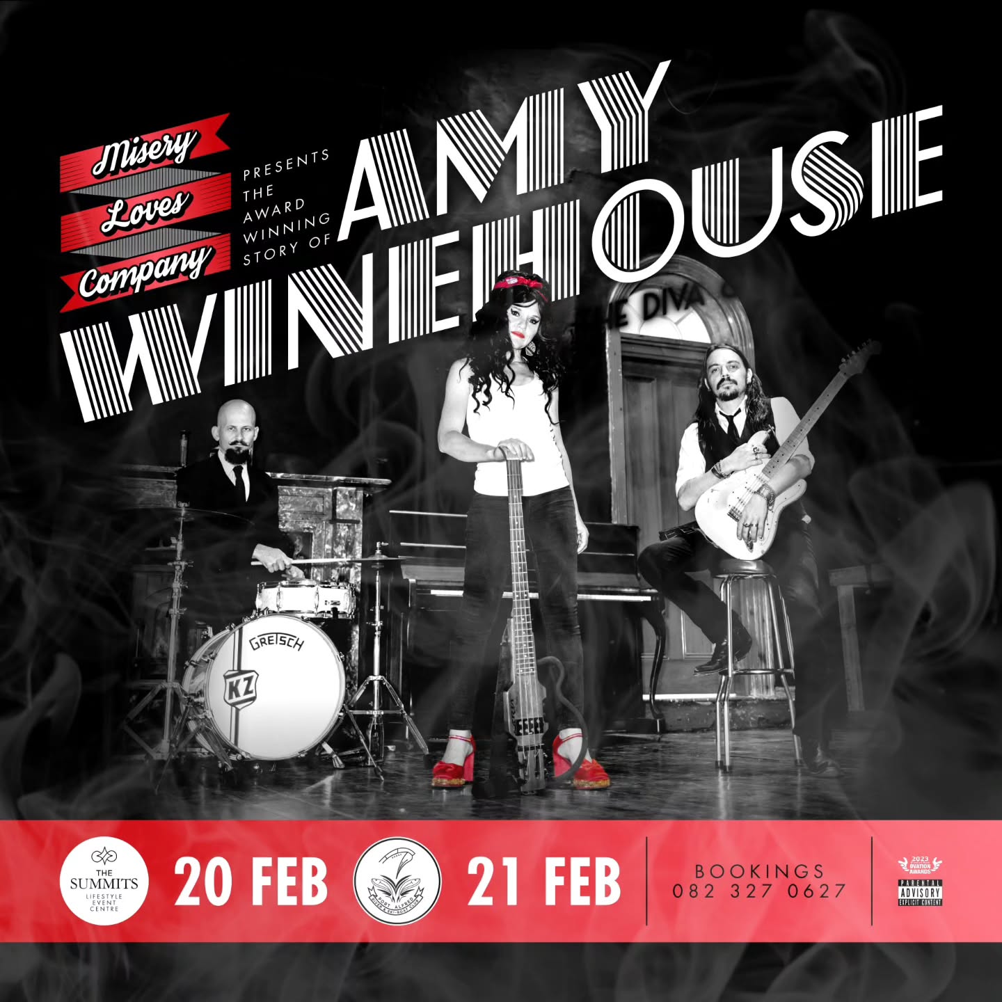 Misery Loves Company — The Amy Winehouse Story — live at The Summits, 21 Feb 2026 (gig poster)